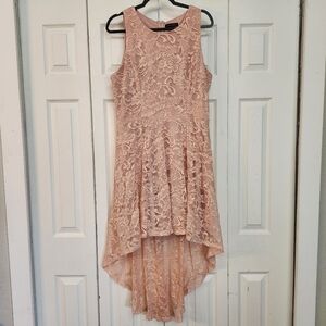 Meetjen Pink Lace Zip‎ Up Back Scoop Neck Western High Low Dress Size 3X